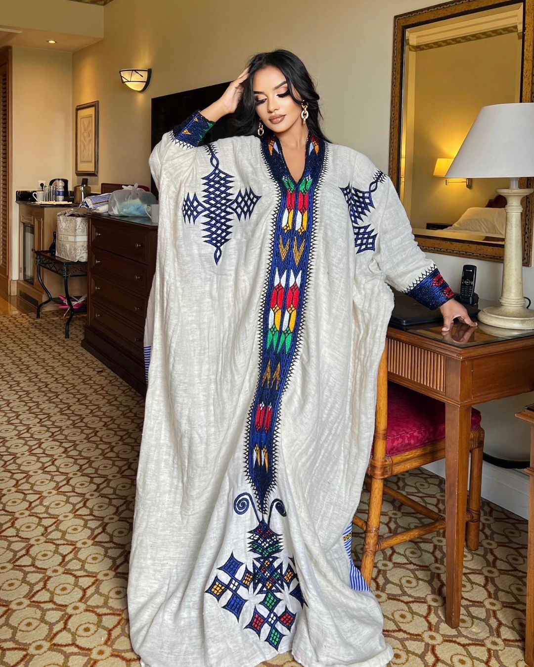 Free size blue design habesha kemis fetil material habesha dress