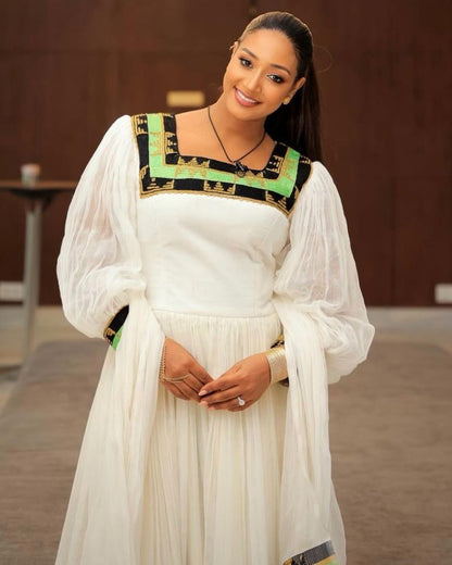 Emerald elegance habesha dress handwoven green and black design habesha kemis