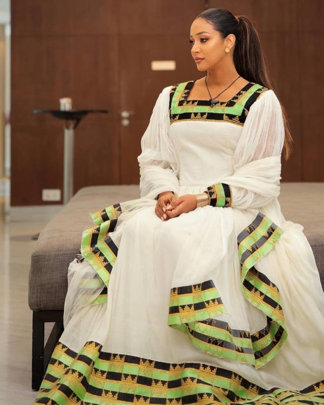 Emerald elegance habesha dress handwoven green and black design habesha kemis