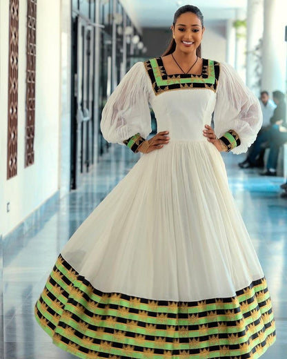 Emerald elegance habesha dress handwoven green and black design habesha kemis