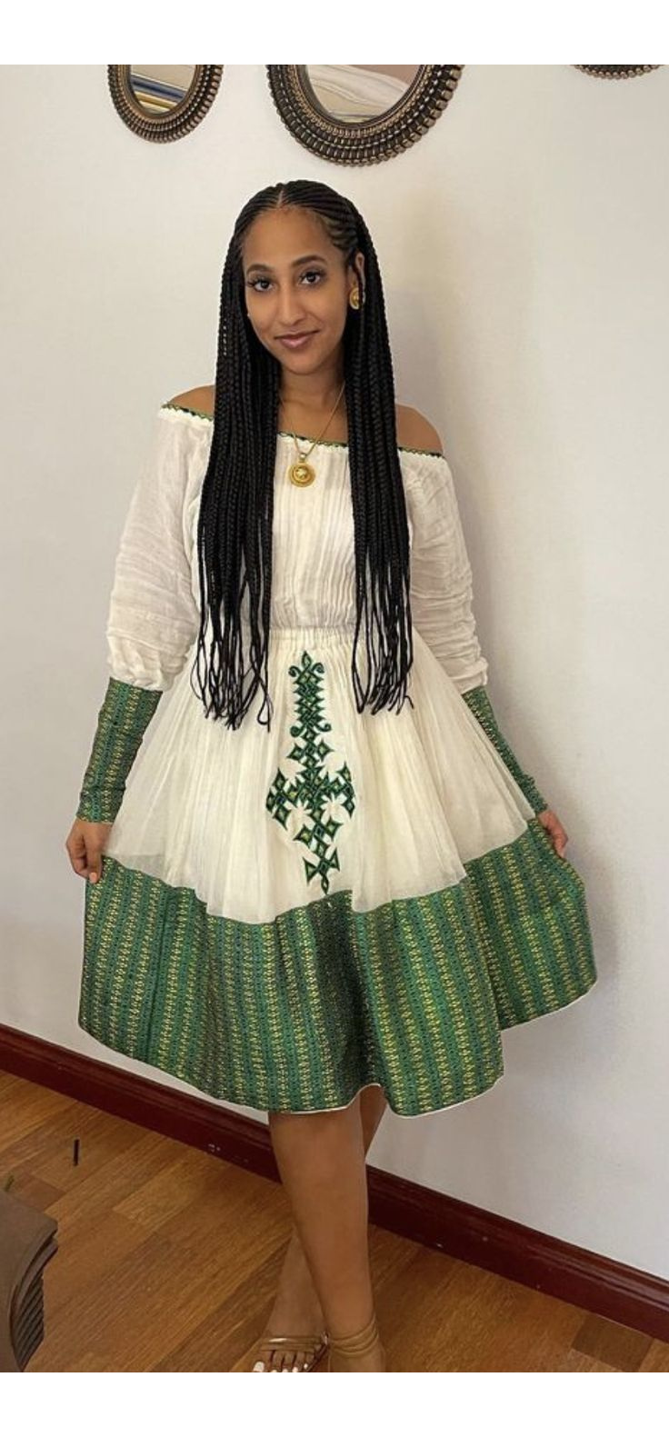 Mesmerizing Green Short Habesha Dress