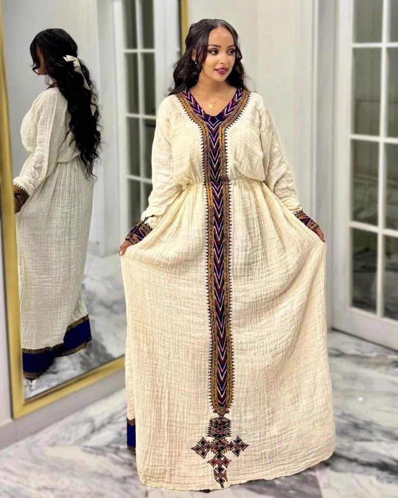 Stunning Habesha Kemis with Vibrant Embroidery for Special Events: Habesha Clothing
