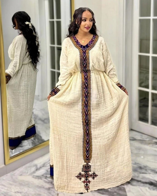 Stunning Habesha Kemis with Vibrant Embroidery for Special Events: Habesha Clothing
