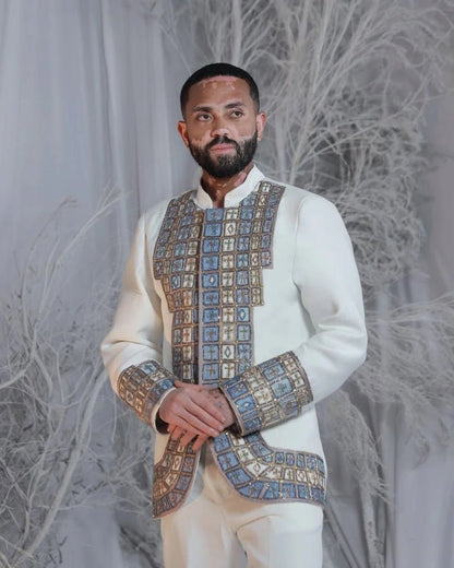 Glamorous Habesha Kemis with Pink Accents for Bride and Groom – Habesha Wedding Dress – Cultural Dress – Zuriya