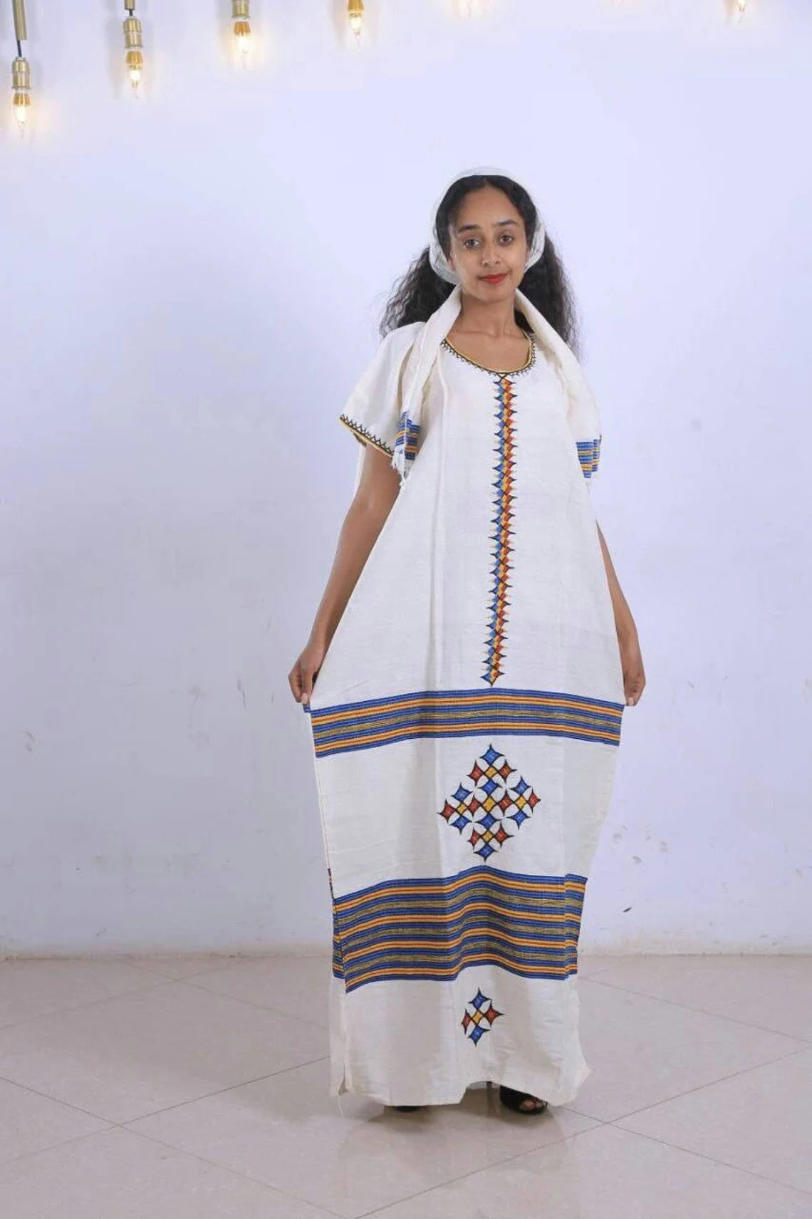 Long Beautiful Traditional Habesha Coffee Dress with Timeless Grace Et TheEthiopianStore