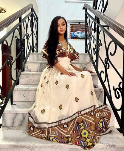 Unique Habesha Dress Ethiopian Dress Women's Dress Habesha Kemis Eritrean Dress Women's Style ሀበሻ ቀሚስ ሀበሻ ልብስ