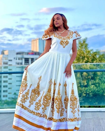 Modern Habesha Kemis Simple Ethiopian Dress Women's Dress Eritrean Dress Women's Style ሀበሻ ቀሚስ ሀበሻ ልብስ