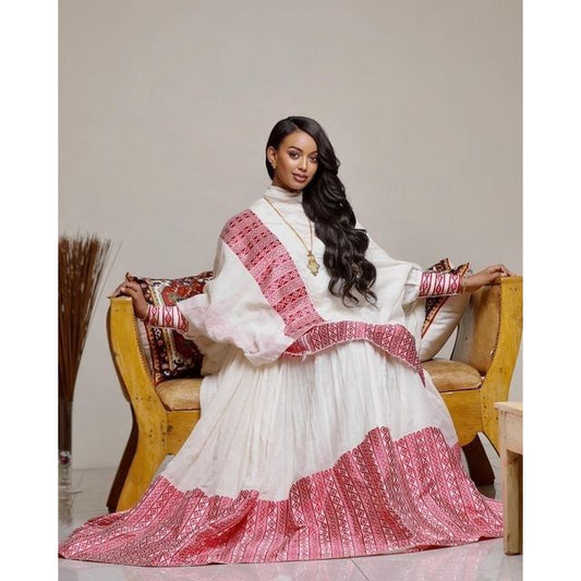 Beautiful & Classy Ethiopian Tibeb Traditional Dress, Handwoven, Menen, Habesha, Eritrean Dress, Habesha Kemis, Habesha, Kemis