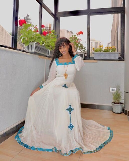 Simple Habesha Kemis Simple Ethiopian Dress Women's Dress Eritrean Dress Women's Style ሀበሻ ቀሚስ ሀበሻ ልብስ