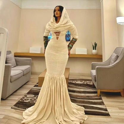 Exquisite shapely Habesha dress made of Gabi material, Habesha dress, Habesha kemis, Eritrean dress, Kemis, ሀበሻ