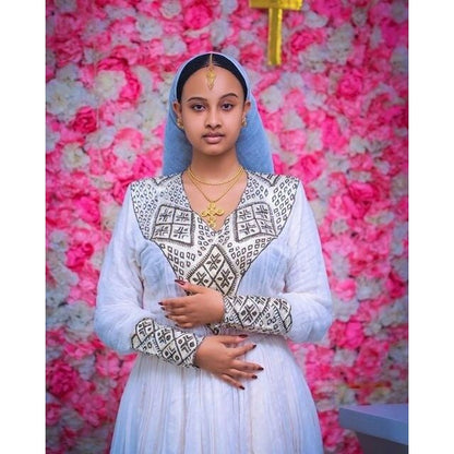 Vibrant and Sophisticated Habesha Traditional Dress: Menen fabric, Ethiopian Dress, Eritrean Dress, Habesha Kemis, Tilet, Zuria