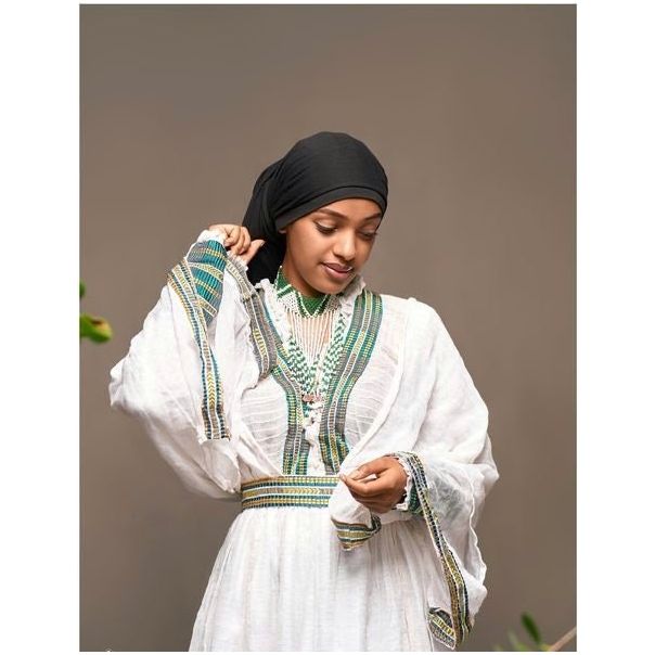 A Traditional Handwoven Jimma Oromo Dress with Accessories 'Habesha dress, Habesha kemis, Eritrean dress, ሀበሻ