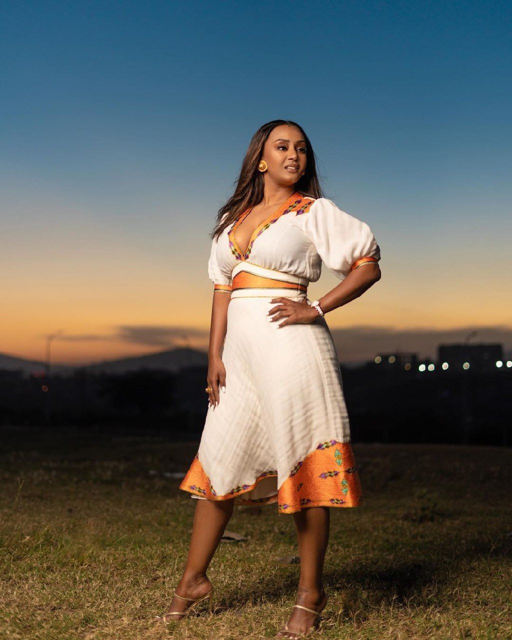 Exquisite and Chic Modern Menen Habesha Dress with Intricate Tilf Design, Habesha Kemis, Eritrean dress, ሀበሻ