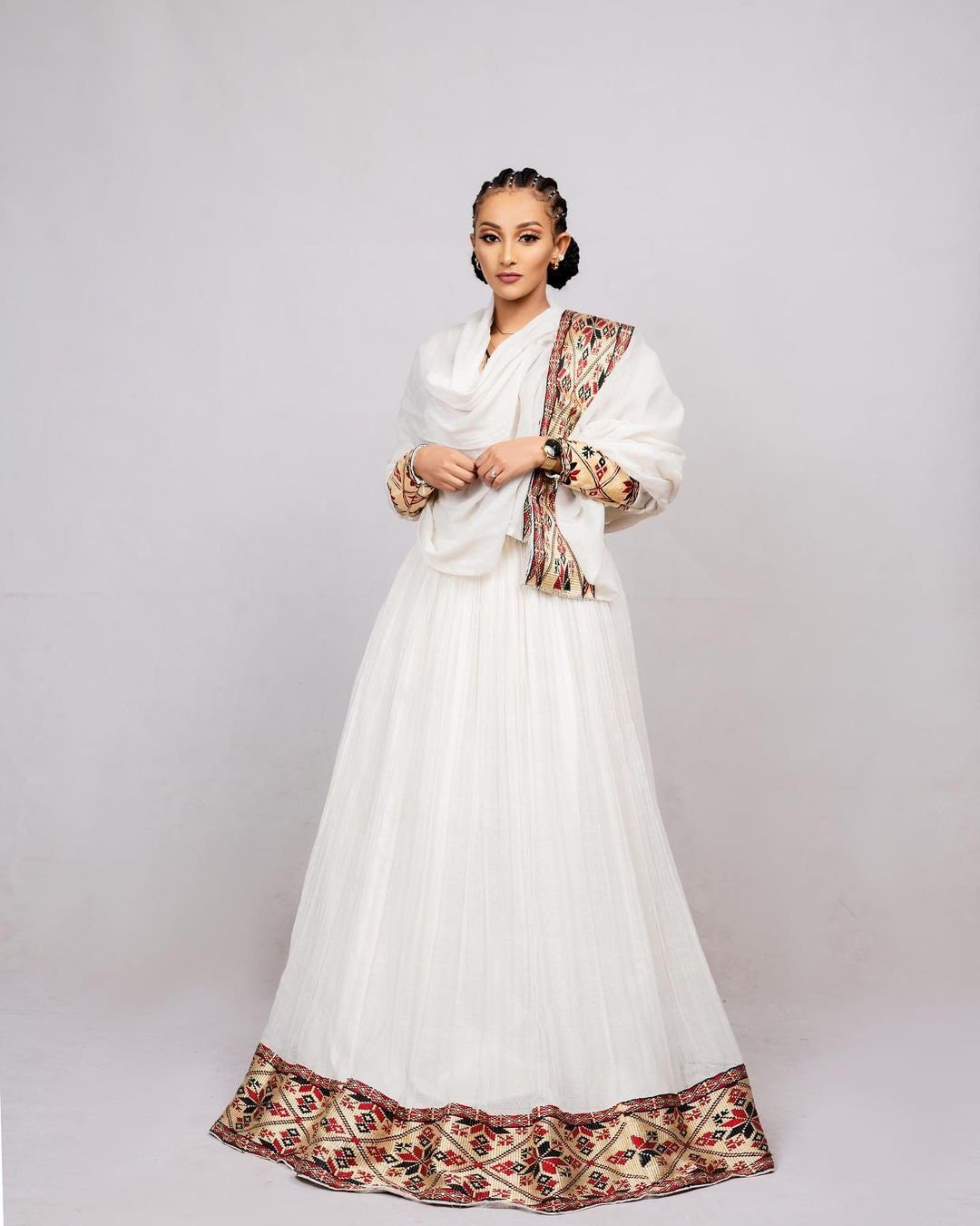 Menen fabric beautiful habesha dress with Shimena at the bottom, Habesha Kemis, Eritrean dress, ሀበሻ