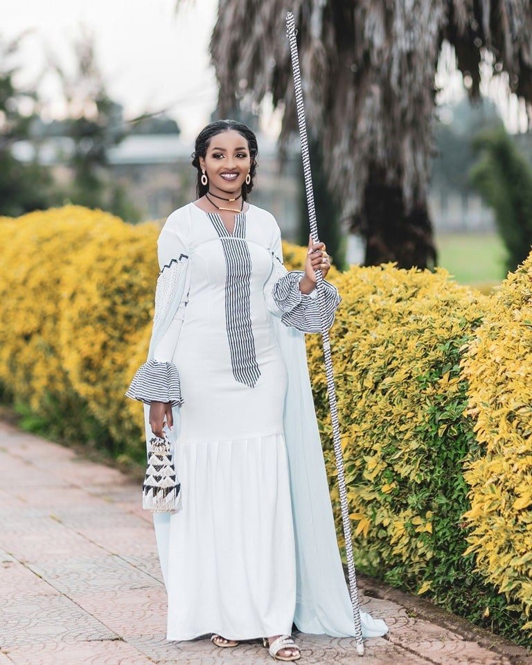 Stunning Wellega Oromo Inspired Design Shape Dress with accessories, Habesha Kemis, Eritrean dress, ሀበሻ