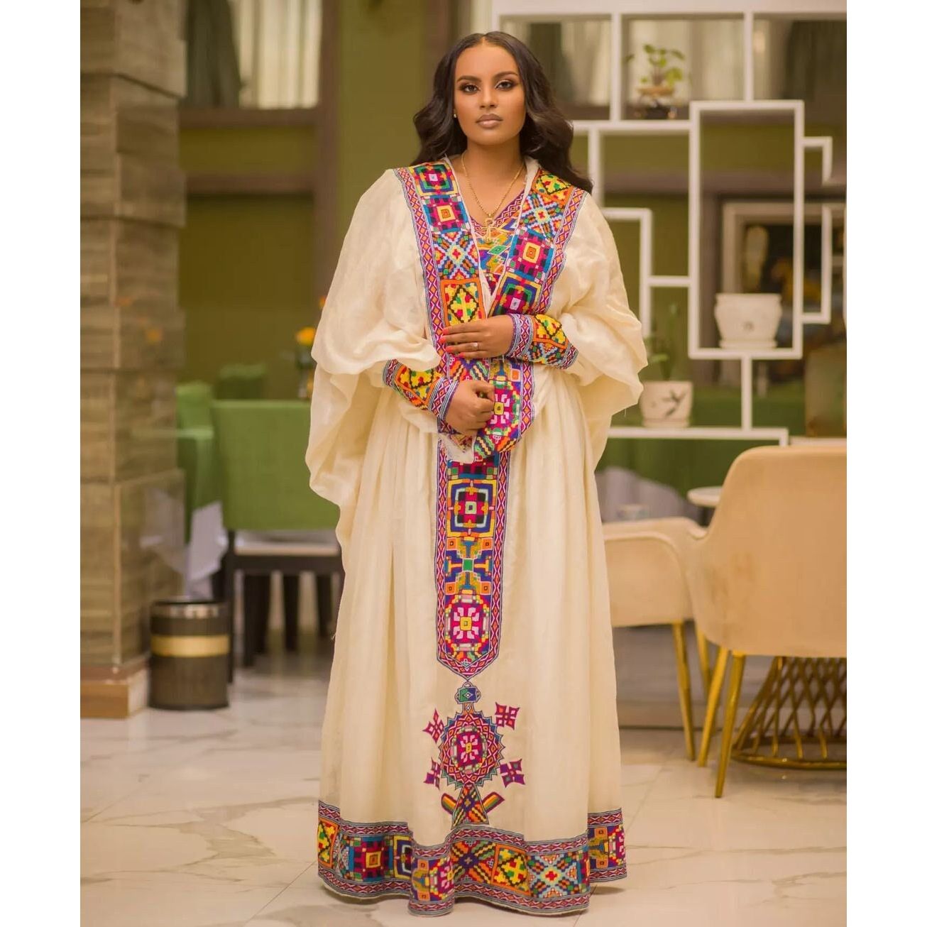 A Breathtaking Habesha Kemis with Exquisite Tilf Detailing, Habesha dress, Eritrean dress, ሀበሻ