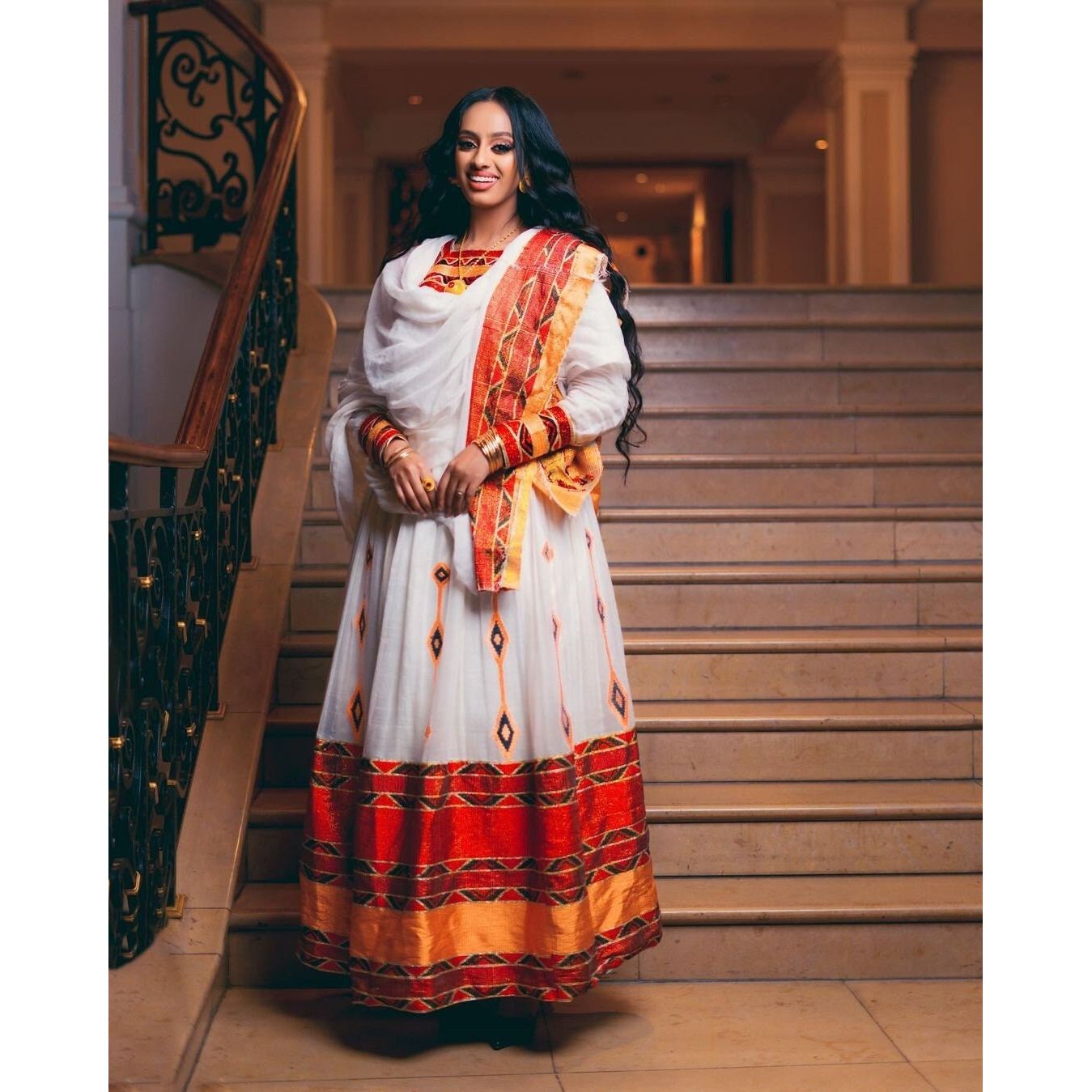 Handwoven Menen Majesty: A Vibrant Ethiopian Habesha Dress, Habesha kemis, Eritrean dress, ሀበሻ