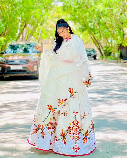 Unique Habesha Kemis with Menen Fabric and Intricate Tilf Design, Habesha dress, Eritrean dress, ሀበሻ