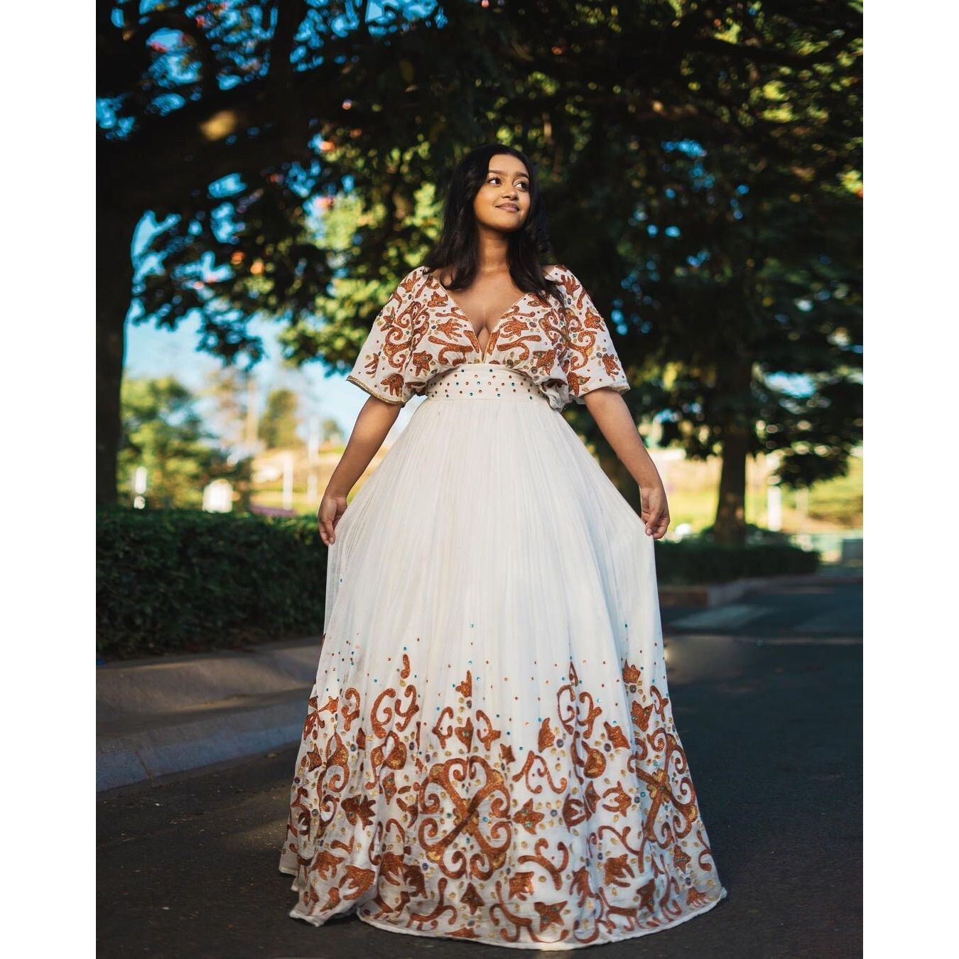 Stunning Menen Dress with Intricate Tilf Embroidery, Habesha dress, Habesha Kemis, Eritrean dress, ሀበሻ