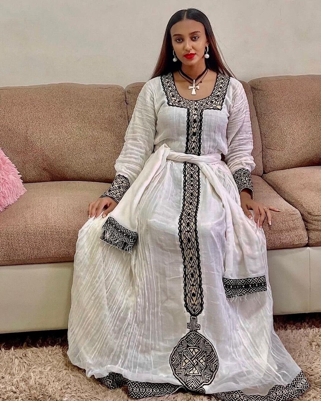 Elegant and Modern Habesha Clothing with Menen Fabric, Simple Tilf Design, and Shimena Dress, habesha libs, habesha kemis,