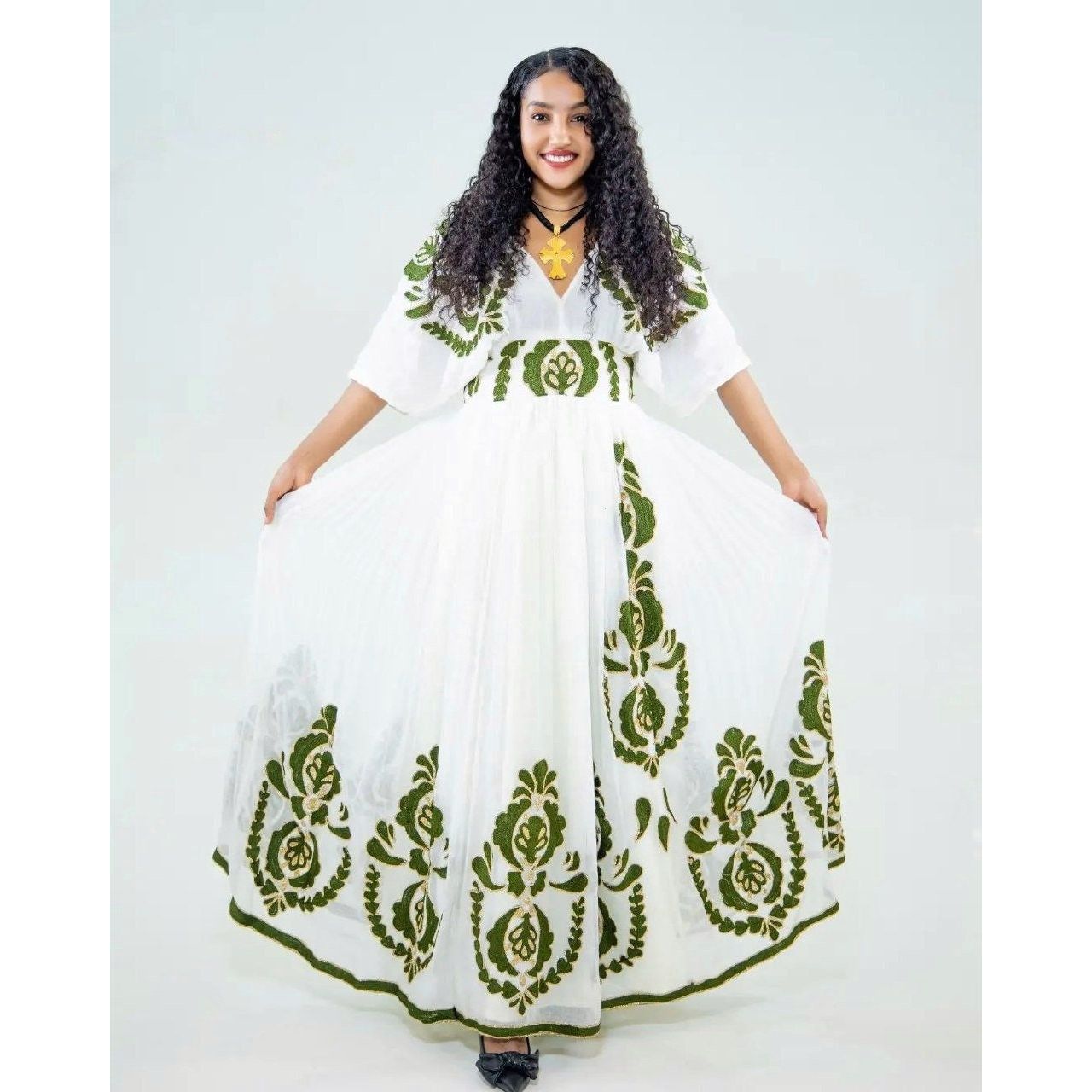 Opulent Menen Kemis with Full Tilf Design, Habesha Kemis, Eritrean dress, ሀበሻ