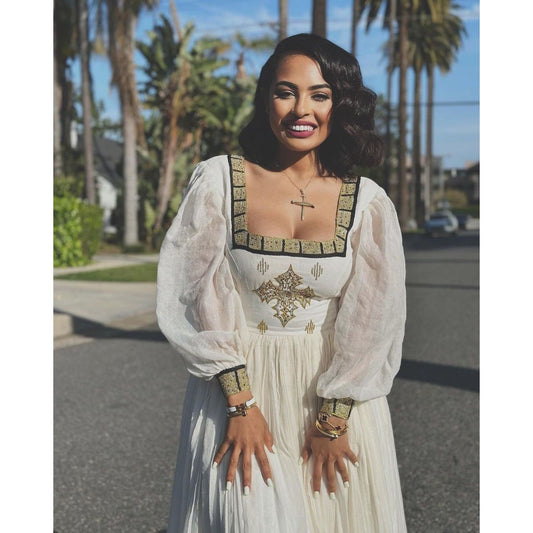 Gorgeous Tilf Habesha Kemis with Shimena Dress and Regal Menen Fabric, Habesha Kemis, Eritrean dress, ሀበሻ