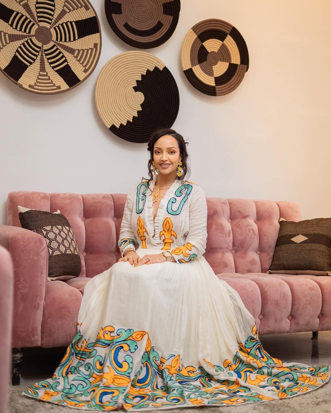 Exquisite Habesha Kemis with a Gorgeous Tilf Pattern and Shimena Dress in Regal Menen Fabric, Habesha Kemis, Eritrean dress, ሀበሻ