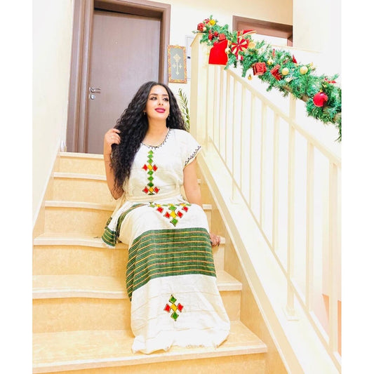 Elegant Cofi Dress with Exquisite Fetil Material, Habesha Kemis, Eritrean dress, ሀበሻ