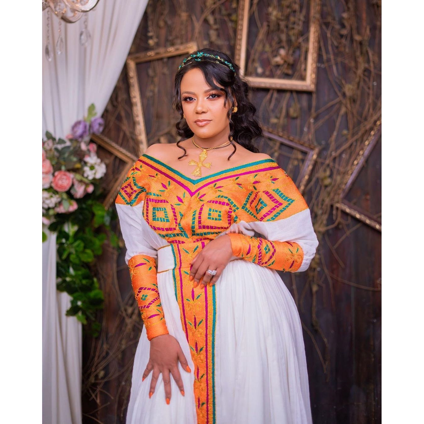 Pretty Habesha Kemis with Intricate Tilf Design, Habesha Kemis, Eritrean dress, ሀበሻ