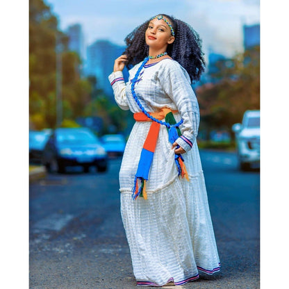 Stunning Habesha Kemis with Tilf Design and Menen-like Fabric, Habesha Kemis, Eritrean dress, ሀበሻ