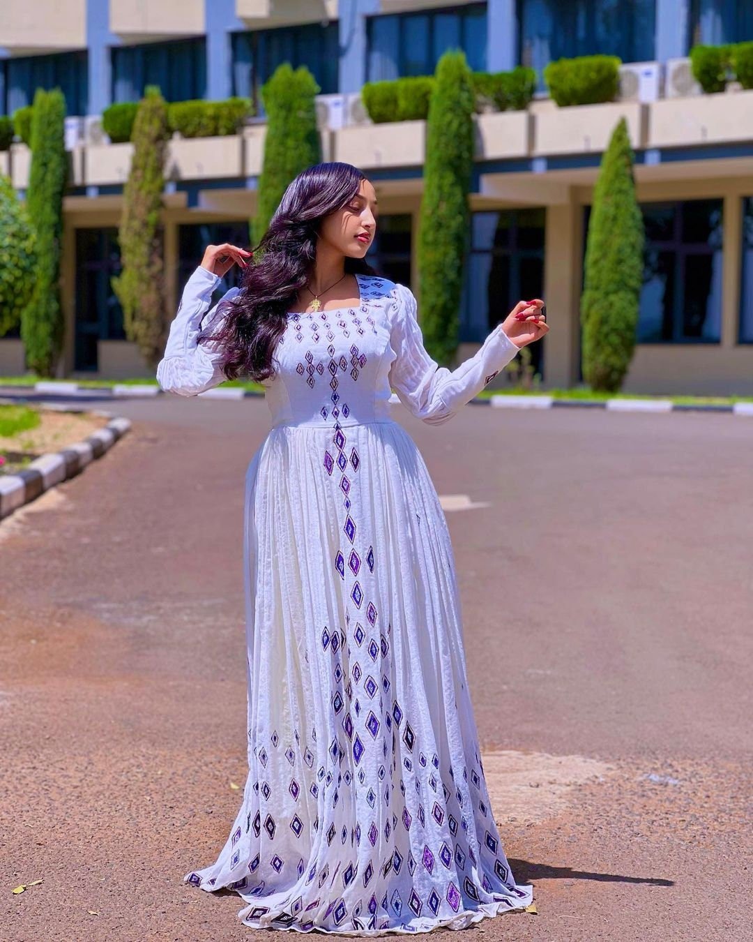 The Modern Full Tilf Habesha Dress with Menen Fabric, habesha libs, habesha kemis, ሀበሻ