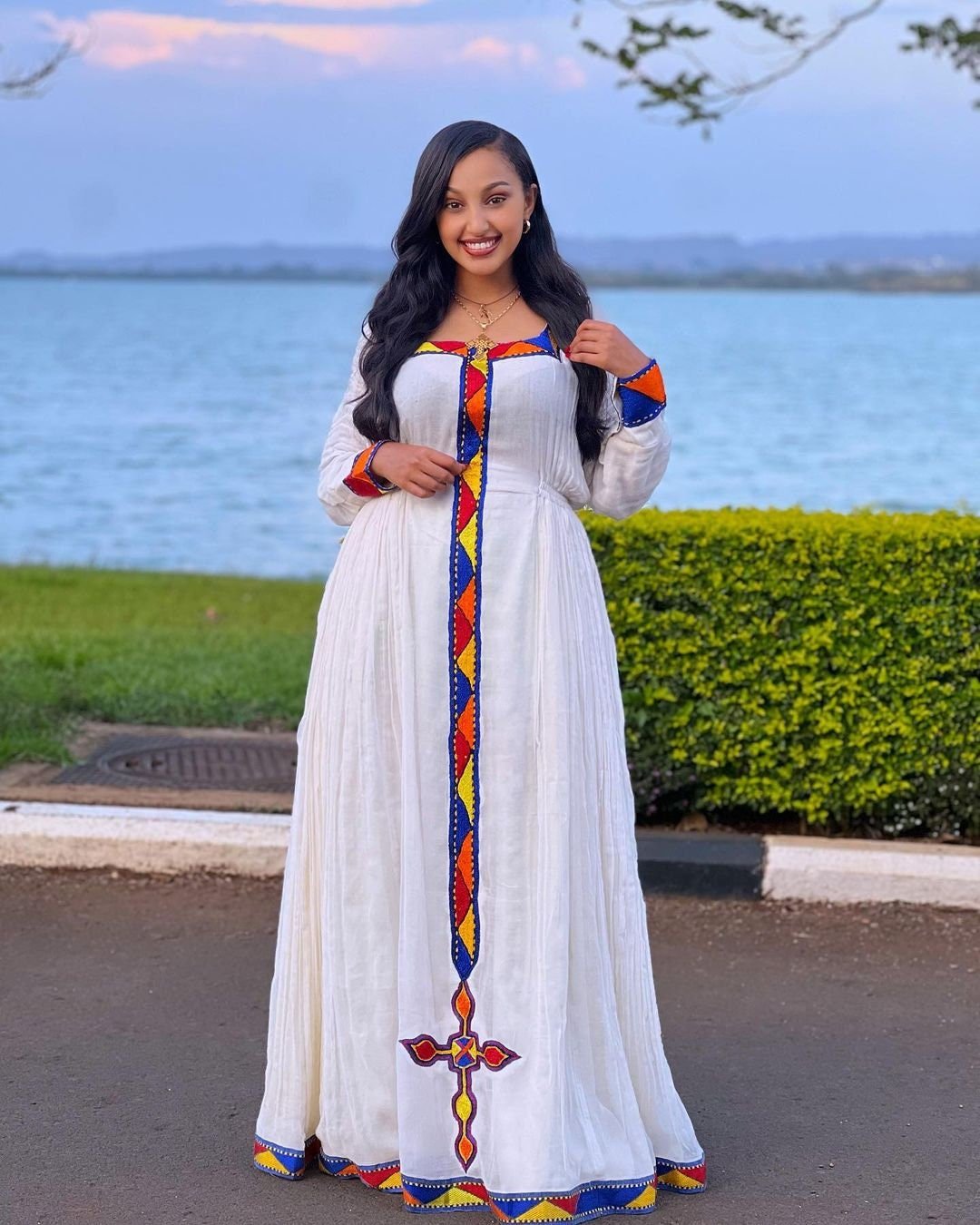 The Simple Shimena Habesha Dress With Tilf Accents And Menen Fabric, H ...