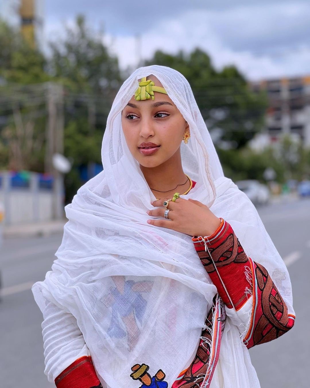 Colorful Shimena Habesha Dress with Tilf Accents and Menen Fabric, habesha libs, habesha kemis, ሀበሻ