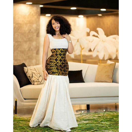 golden design shape fetil habesha dress