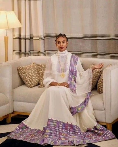 Purple design habesha kemis