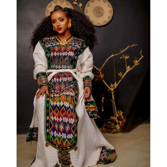 Beautiful Axum Fetil Handwoven Habesha Dress, Zuria, Habesha libs, Habesha kemis, ሀበሻ