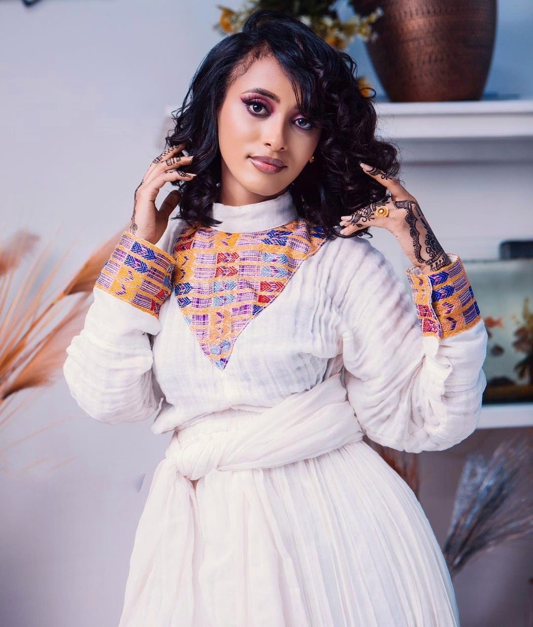 Radiant Habesha Kemis with a Stunning Tilf Dress and Tilet Bottom ,Habesha dress, Eritrean dress, ሀበሻ