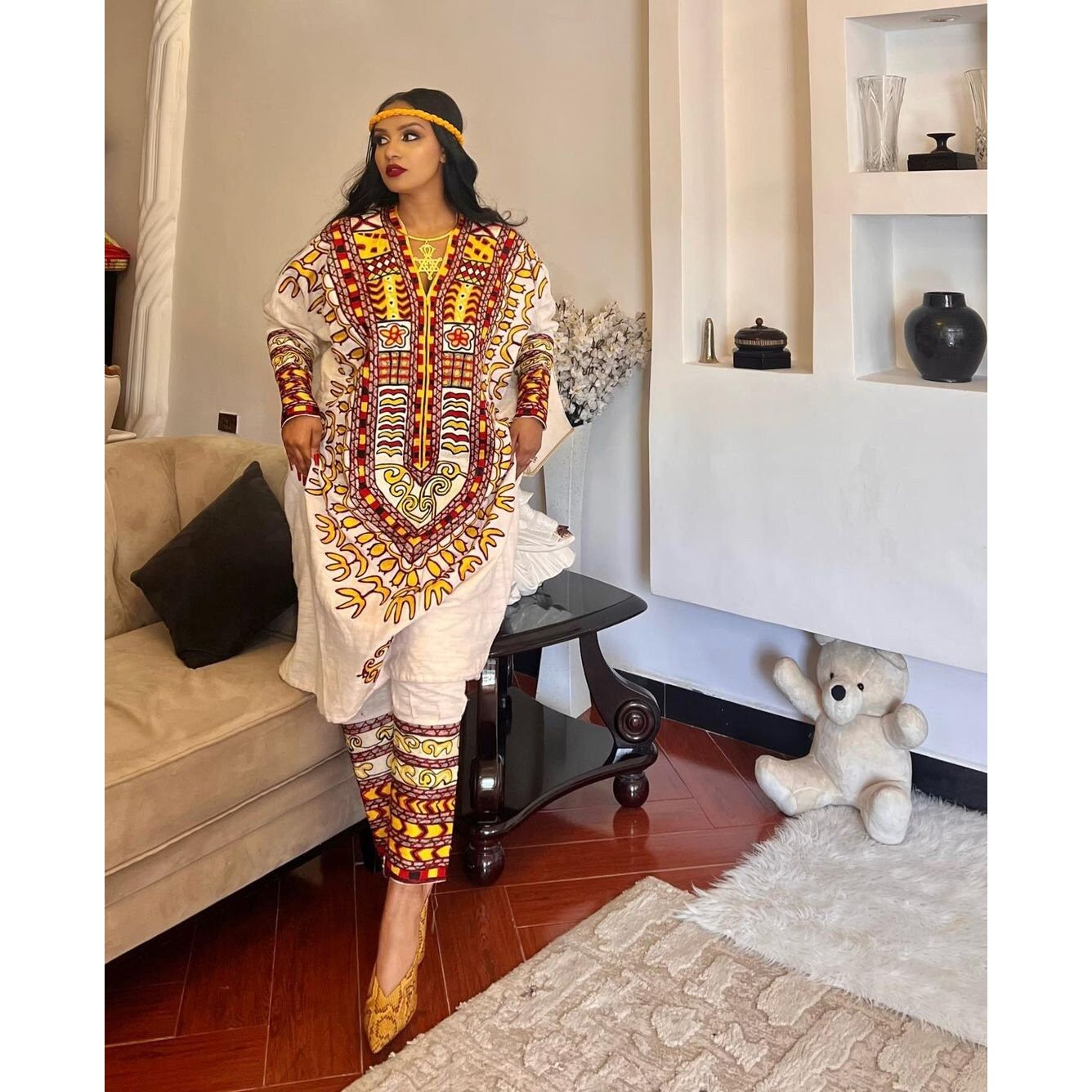 Unique Habesha Kemis with pant Elegant Ethiopian Habesha Dress Zuria Modern Traditional Ethiopian Dress ሀበሻ ቀሚስ ሀበሻ ልብስ