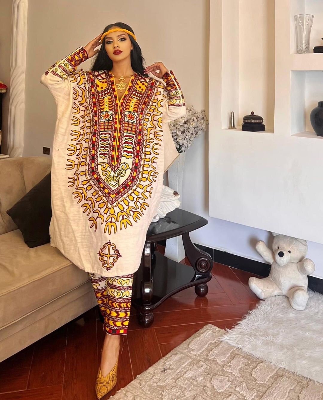 Unique Habesha Kemis with pant Elegant Ethiopian Habesha Dress Zuria Modern Traditional Ethiopian Dress ሀበሻ ቀሚስ ሀበሻ ልብስ