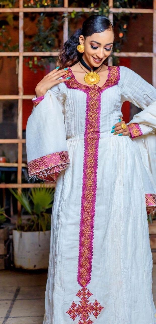 Beautiful Habesha Dress Handwoven Ethiopian Dress Habesha Kemis Zuria Traditional Ethiopian Dress Eritrean Dress ሀበሻ ቀሚስ ሀበሻ ልብስ