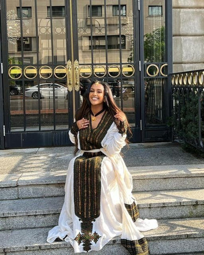 Exquisite Axum Fetil Handwoven Habesha Dress, Zuria, Habesha libs, Habesha kemis, ሀበሻ