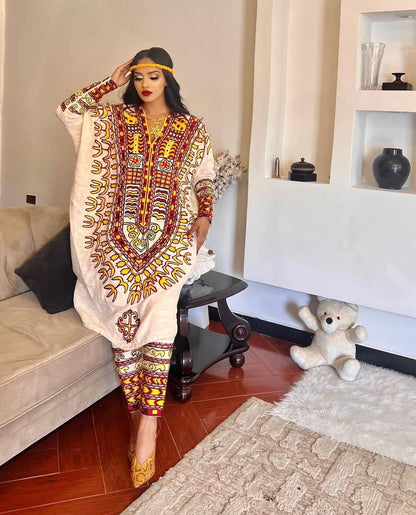 Unique Habesha Kemis with pant Elegant Ethiopian Habesha Dress Zuria Modern Traditional Ethiopian Dress ሀበሻ ቀሚስ ሀበሻ ልብስ