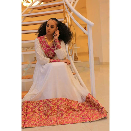 Gorgeous Habesha Kemis Colorful Ethiopian Habesha Dress Zuria Handwoven Traditional Ethiopian Dress ሀበሻ ቀሚስ ሀበሻ ልብስ