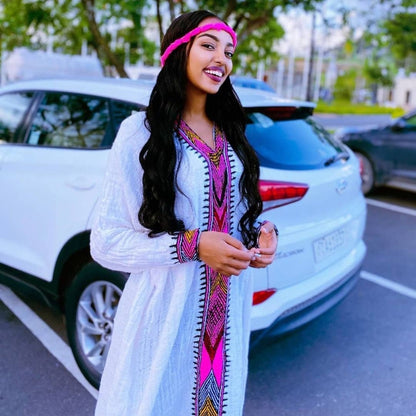 Handwoven Habesha Dress Light pink Habesha Kemis Modern Habesha Libs Eritrean Dress ሀበሻ ቀሚስ ሀበሻ ልብስ