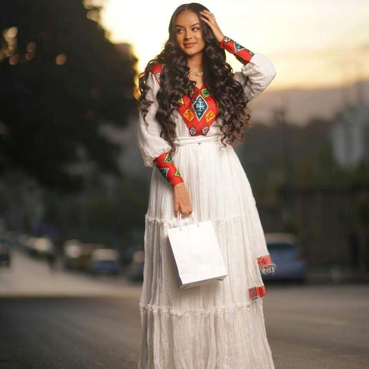 Exquisite Ethiopian Traditional Dress Habesha Dress Embroidery Habesha Dress Handwoven Habesha Kemis Zuria Eritrean Dress ሀበሻ ቀሚስ ሀበሻ ልብስ