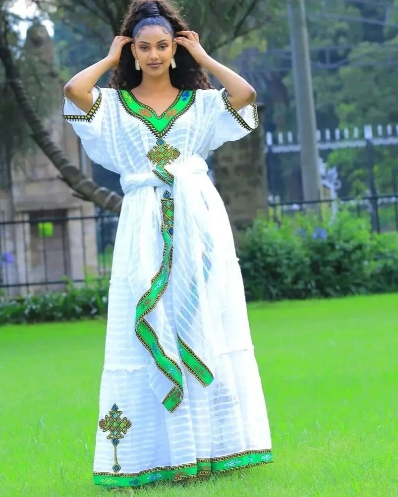 Simple Handwoven Habesha Kemis Modern Habesha Dress For Ethiopian New Year Eritrean Dress ሀበሻ ቀሚስ ሀበሻ ልብስ