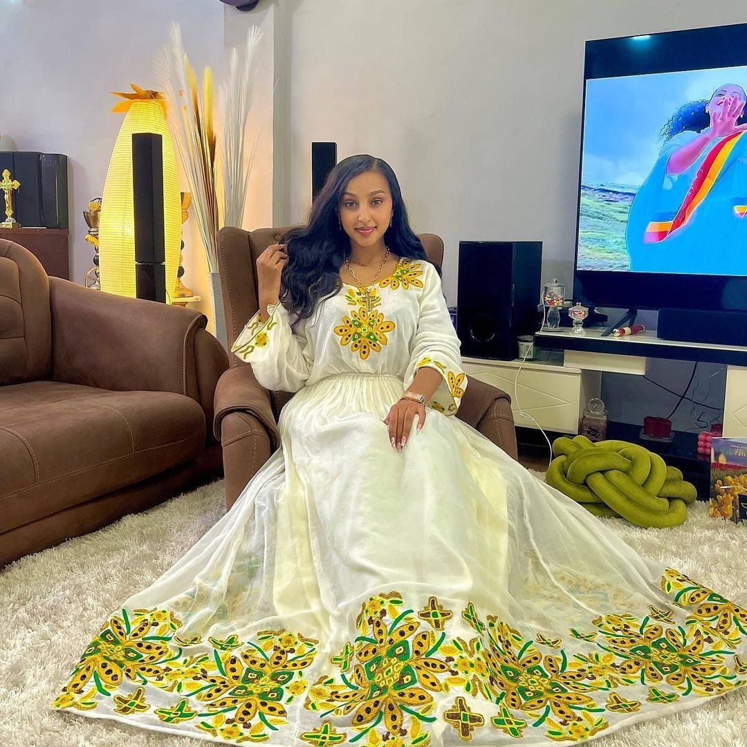 Exquisite Habesha Dress Handwoven Habesha Kemis Modern Traditional Dress Eritrean Dress ሀበሻ ቀሚስ ሀበሻ ልብስ