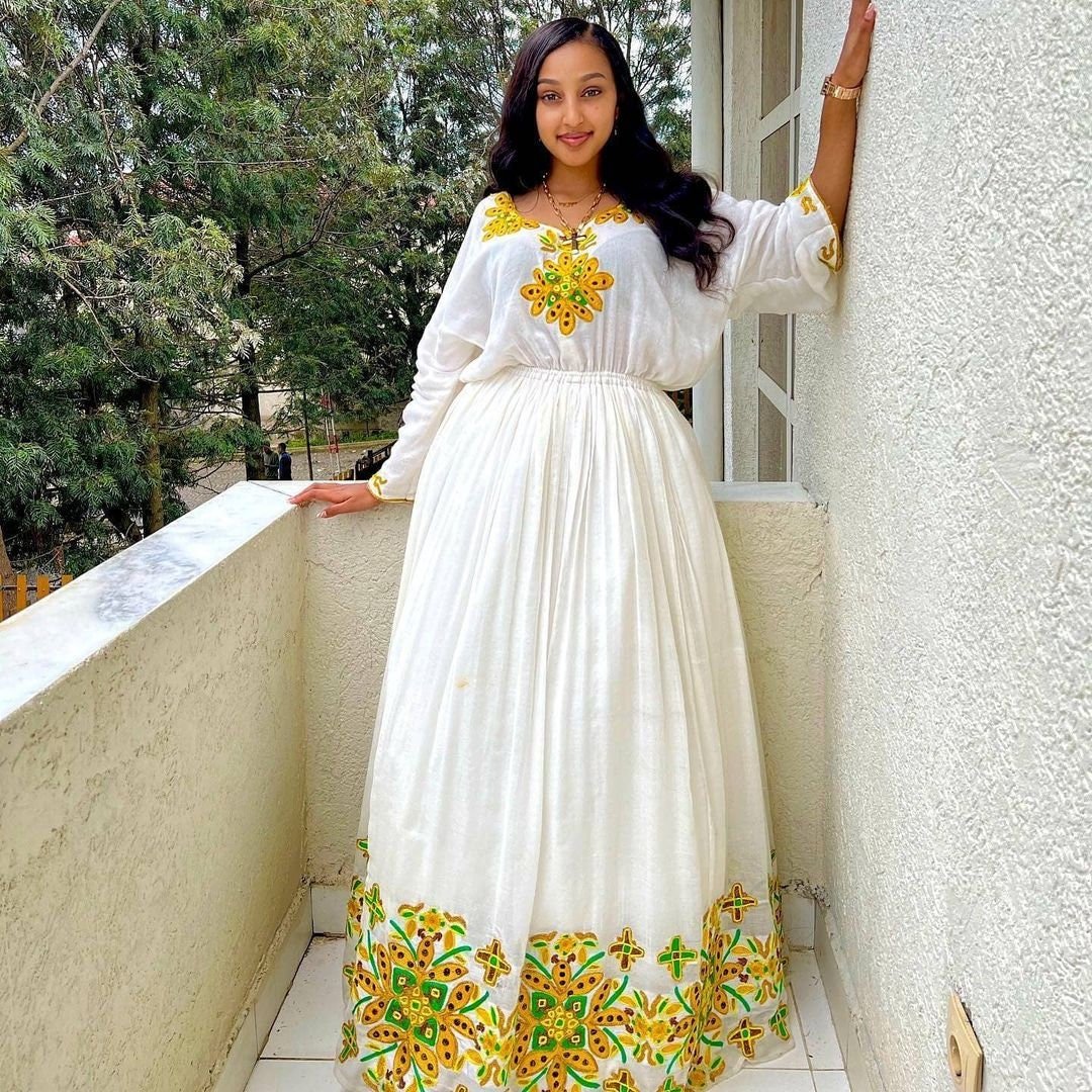 Exquisite Habesha Dress Handwoven Habesha Kemis Modern Traditional Dress Eritrean Dress ሀበሻ ቀሚስ ሀበሻ ልብስ