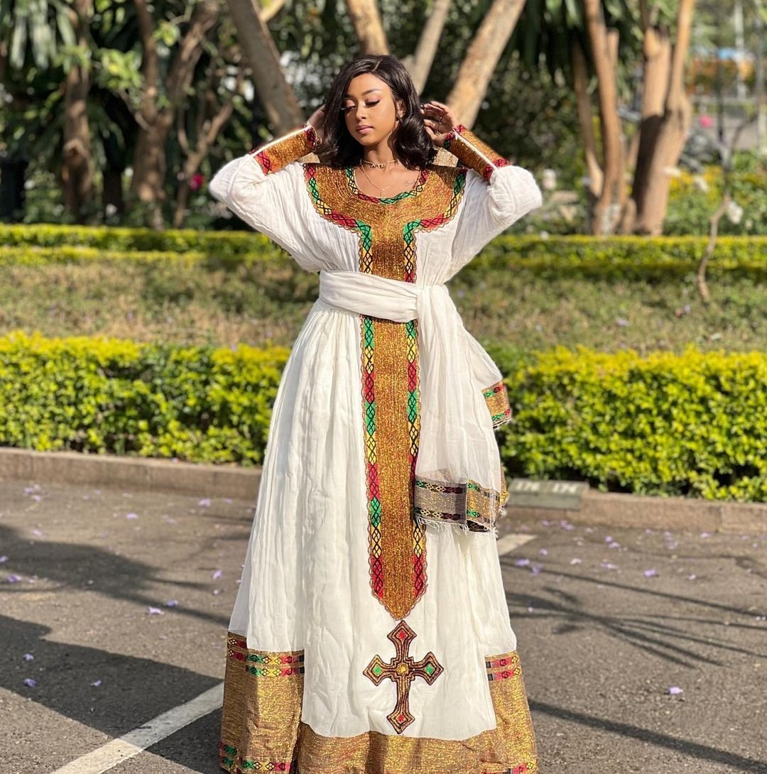 Ethiopian Traditional Dress Modern Habesha Dress Handwoven Habesha Kemis Eritrean Dress XL