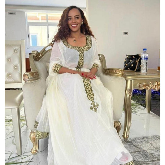 Simple Habesha Kemis Handwoven Habesha Dress Ethiopian traditional dress Eritrean Dress ሀበሻ ቀሚስ ሀበሻ ልብስ